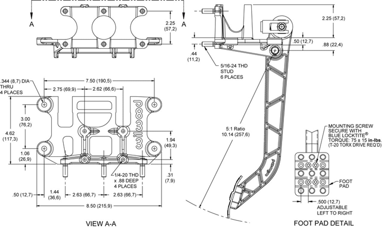 Brake Pedal Reverse Mount 5.1 to 1