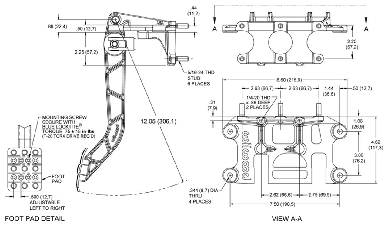 Brake Pedal Forward Mount and Master Cylinder Combo