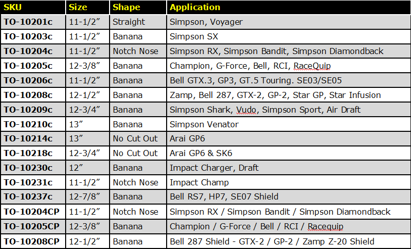 Racing Optic Tear Offs - TO-10205CP - (12-3/8” - Banana) (Champion, G-Force, Bell, RCI, RaceQuip)