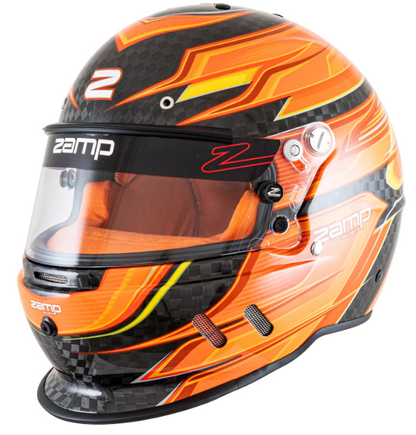 Zamp RZ-67D Large Carbon Flo Org/Ylw SNELL SA2025