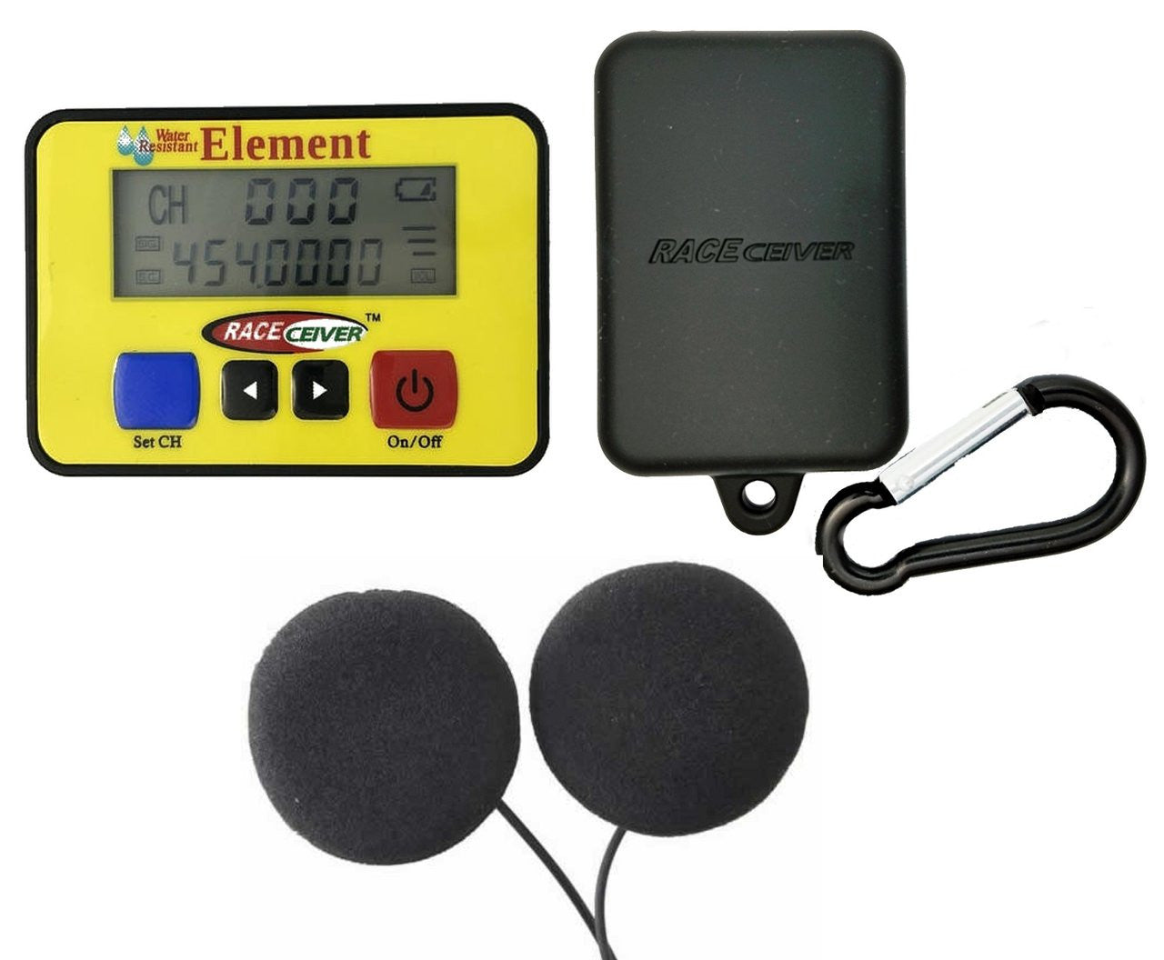 RACEceiver Element Rechargeable with Rubber Holster and Helmet Speaker ...