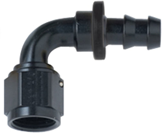 Hose Fitting #6 90 Degree Push-Lock Black